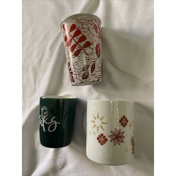 Starbucks Holiday Ceramic Mug Set Of 3 - Fall Leaves Thankful & Winter Snowflake - Picture 4 of 12